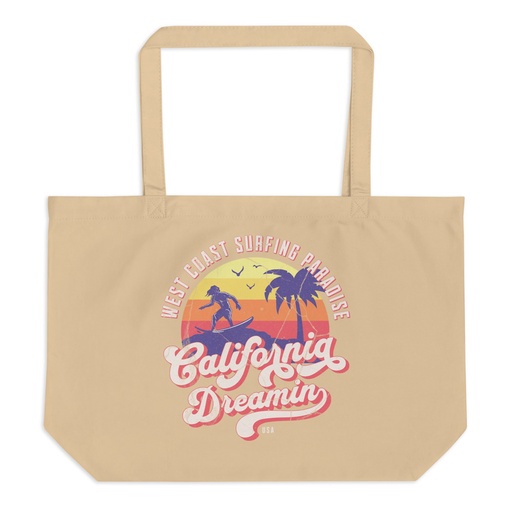 [ID: 378-G316] California Dreamin - Beach & Surf Large Eco Tote