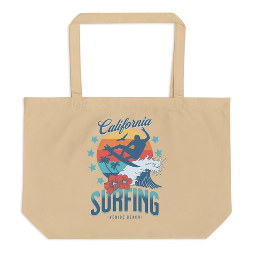 [ID: 378-G318] California Surfing - Palm Beach Large Eco Tote