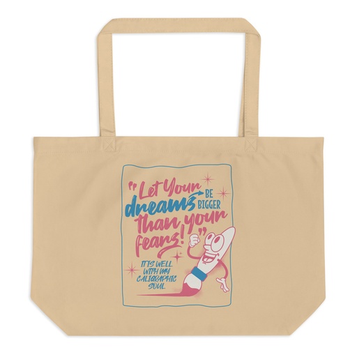 [ID: 378-G320] Calligraphic Soul Large Eco Tote