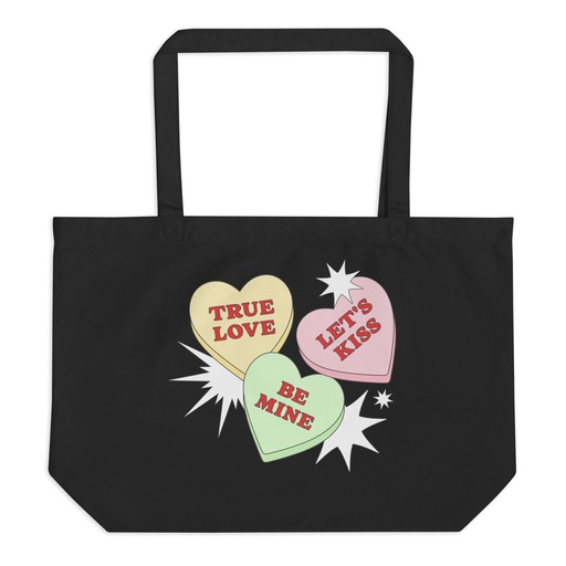 [ID: 378-G331] Candy Hearts - Valentine's Day Large Eco Tote