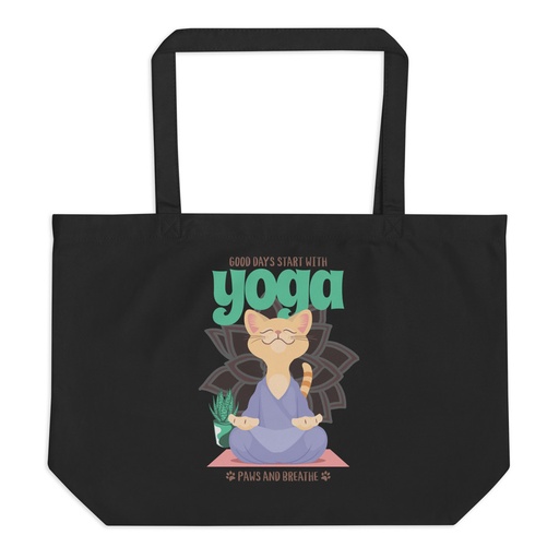 [ID: 378-G339] Cat Yoga - Cute Meditation Large Eco Tote