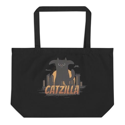 [ID: 378-G350] Catzilla - Funny Comic Animal Large Eco Tote