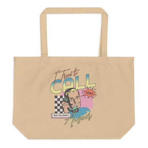 [ID: 378-G383] Classic Retro Illustrative Portrait Men Calling Large Eco Tote