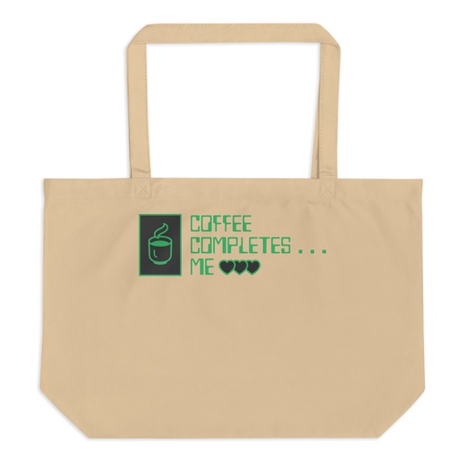 [ID: 378-G397] Coffee Completes Me - Neon Heart Large Eco Tote