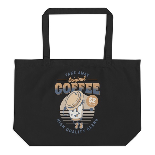 [ID: 378-G398] Coffee Cup - Comics Mascot Large Eco Tote