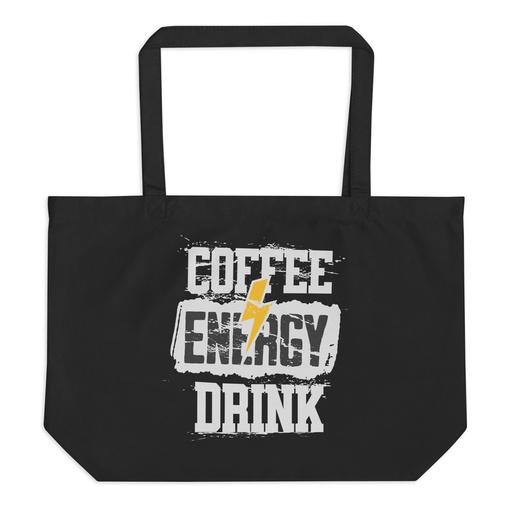 [ID: 378-G400] Coffee Energy Drink - Grunge Bolt Large Eco Tote