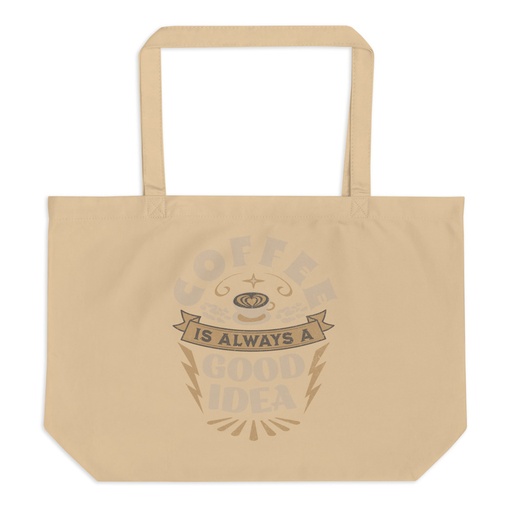 [ID: 378-G401] Coffee is always a good idea - Lightning Bolt Large Eco Tote
