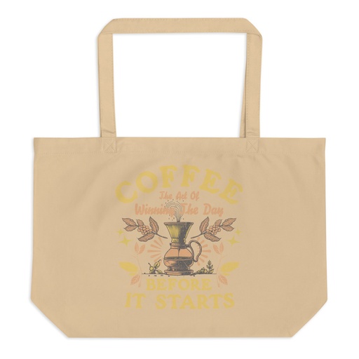 [ID: 378-G405] Coffee, The art of Winning The Day Large Eco Tote