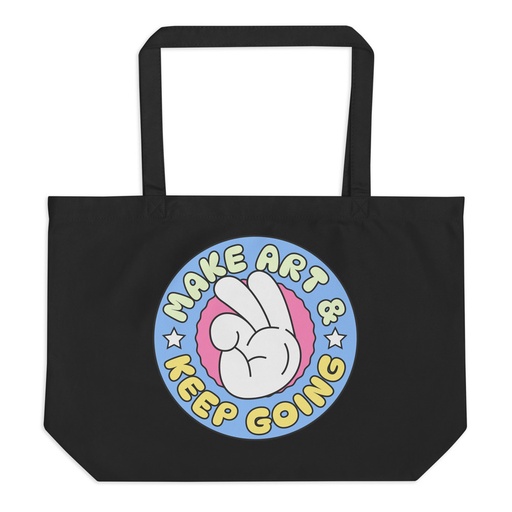 [ID: 378-G408] Colorful Fun Retro Style Badge Large Eco Tote