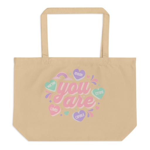 [ID: 378-G411] Colorful Self Love Affirmation - Heart Large Eco Tote