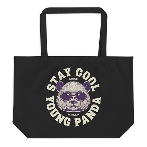 [ID: 378-G416] Cool Panda with Sunglasses -  Large Eco Tote
