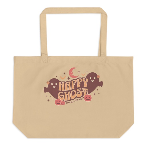 [ID: 378-G452] Cute Happy Ghost Large Eco Tote