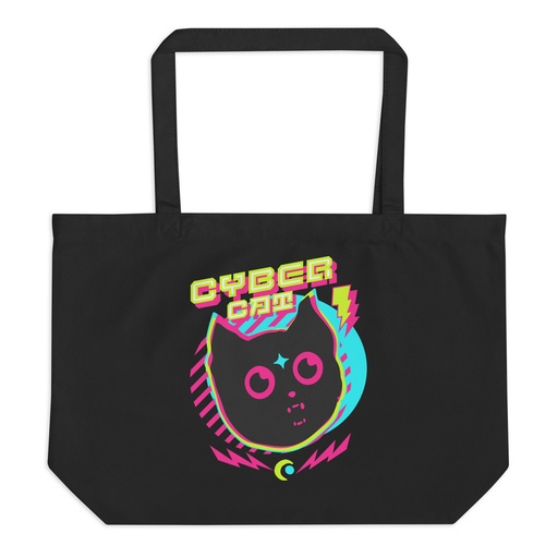 [ID: 378-G456] Cyber Cat - Neon Color Large Eco Tote
