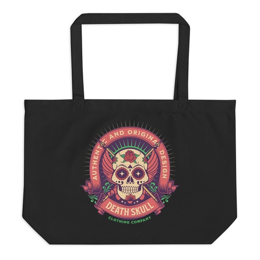 [ID: 378-G481] Death Skull - Badge  Large Eco Tote