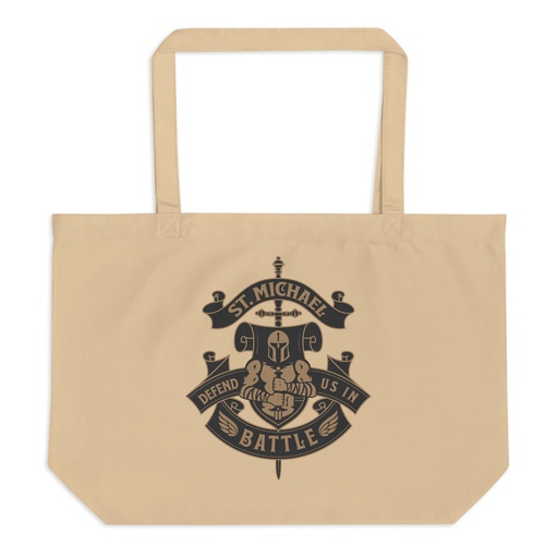 [ID: 378-G484] Defend us in battle - Knight with sword Large Eco Tote