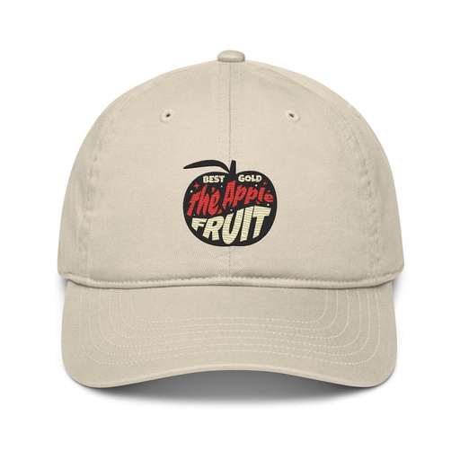 [ID: 491-G97] Apple Fruit - Typographic Lettering Organic Baseball Cap