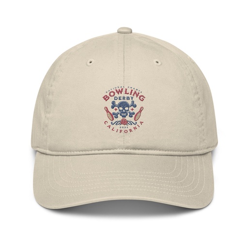 [ID: 491-G276] Bowling Derby Champs - Grunge Skull Organic Baseball Cap