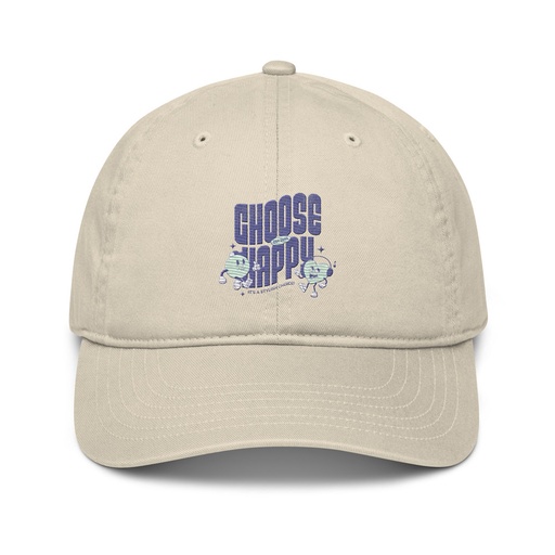 [ID: 491-G369] Choose Happy (2) Organic Baseball Cap