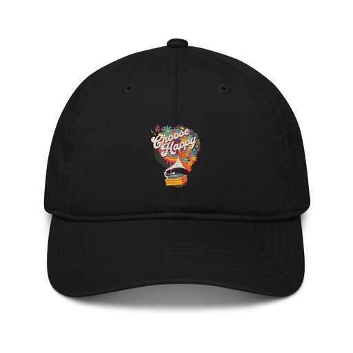 [ID: 491-G370] Choose Happy - Retro Music Organic Baseball Cap