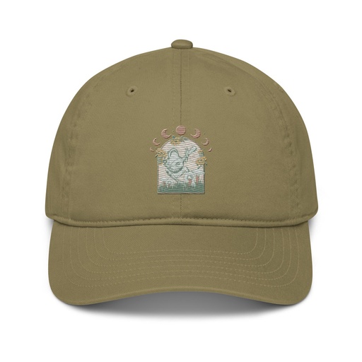 [ID: 491-G426] Cottagecore Frog Botanical Organic Baseball Cap