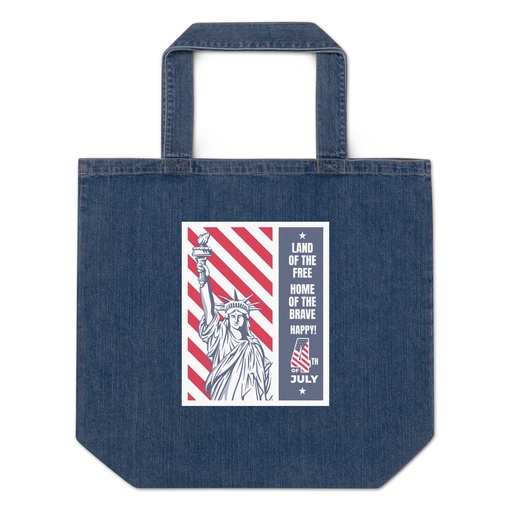 [ID: 528-G8] 4th of July Organic Denim Tote Bag