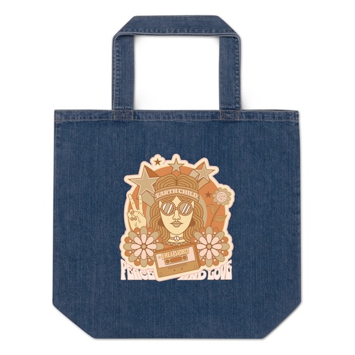 [ID: 528-G11] 60s tee design Organic Denim Tote Bag