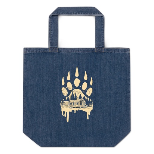 [ID: 528-G14] A Beary Good Home Organic Denim Tote Bag