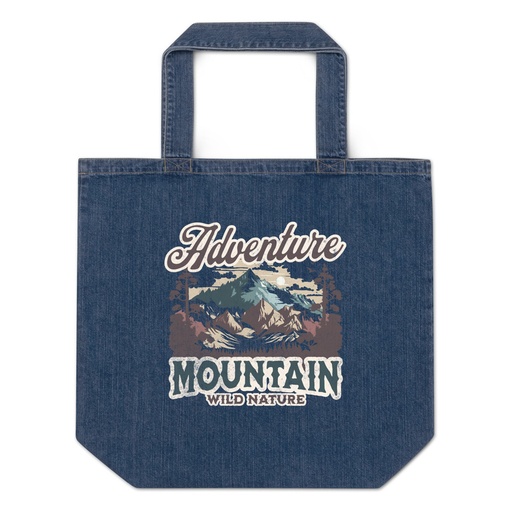 [ID: 528-G31] Adventure Mountain Wild Nature Organic Denim Tote Bag