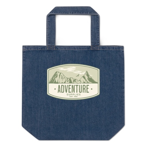 [ID: 528-G32] Adventure Supplies - Mountain Organic Denim Tote Bag