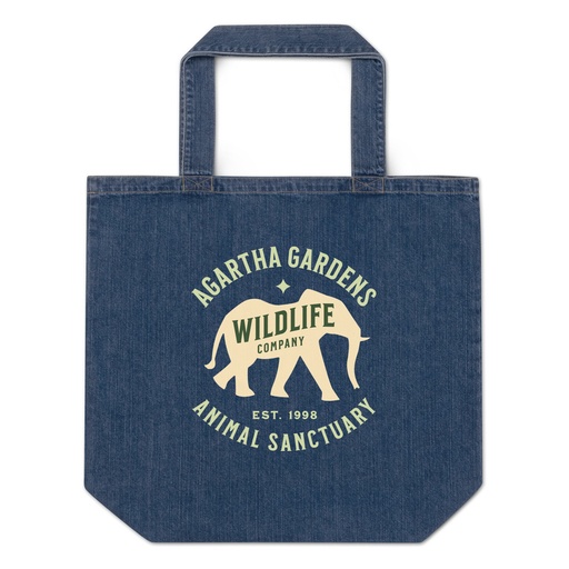 [ID: 528-G33] Agartha Gardens Wildlife - Animal Sanctuary Organic Denim Tote Bag