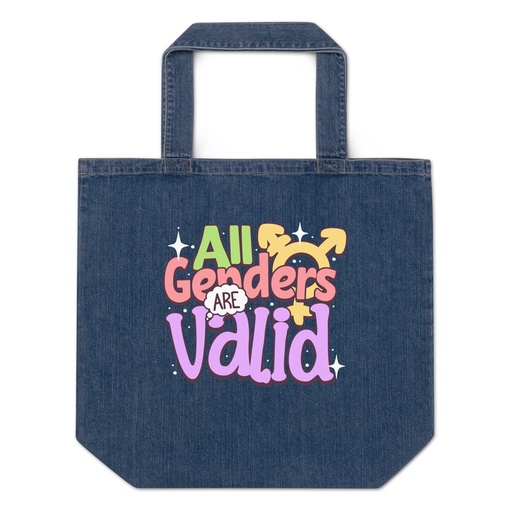 [ID: 528-G45] All Genders are Valid Organic Denim Tote Bag