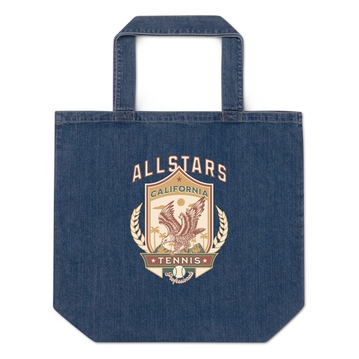 [ID: 528-G46] All Stars Tennis - Eagle Badge Organic Denim Tote Bag