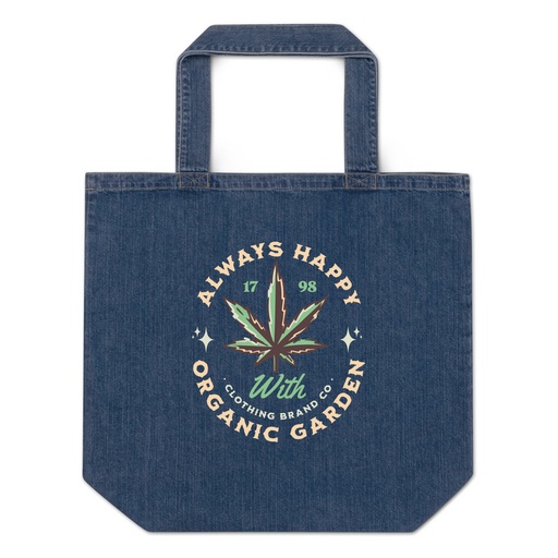 [ID: 528-G55] Always Happy - Cannabis Organic Denim Tote Bag
