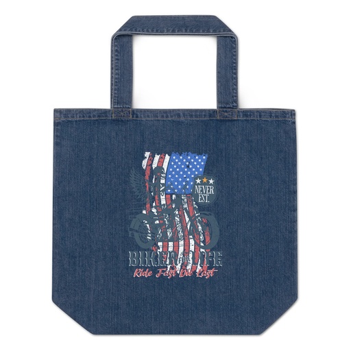 [ID: 528-G65] American Biker for Life Organic Denim Tote Bag