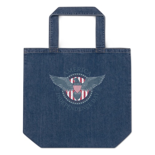 [ID: 528-G67] American Eagle Badge Organic Denim Tote Bag