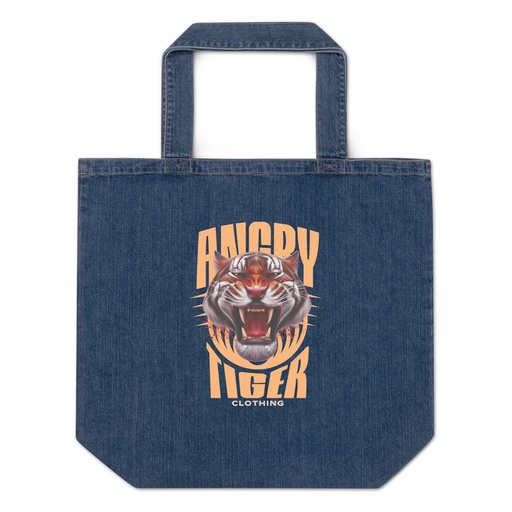 [ID: 528-G85] Angry Tiger - AI Organic Denim Tote Bag