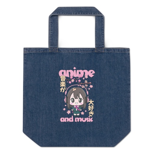 [ID: 528-G86] Anime and Music Organic Denim Tote Bag