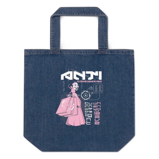 [ID: 528-G91] Anti Consumerism - Futuristic Organic Denim Tote Bag