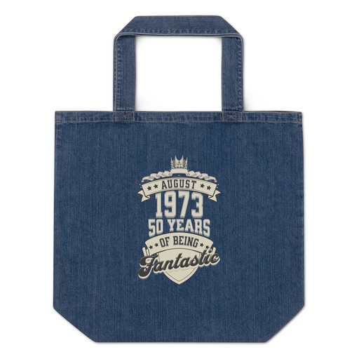 [ID: 528-G114] August 1973 - 50 Years Of Being Fantastic Organic Denim Tote Bag