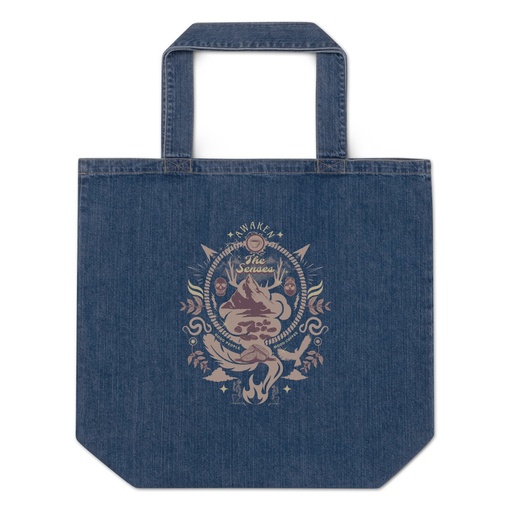 [ID: 528-G119] Awaken The Senses - Coffee Beans Organic Denim Tote Bag