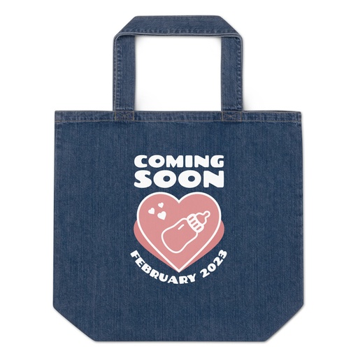 [ID: 528-G121] Baby Announcement - Feeding Bottle Organic Denim Tote Bag