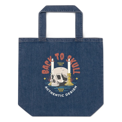 [ID: 528-G124] Back to Skull - Authenthic Design  Organic Denim Tote Bag
