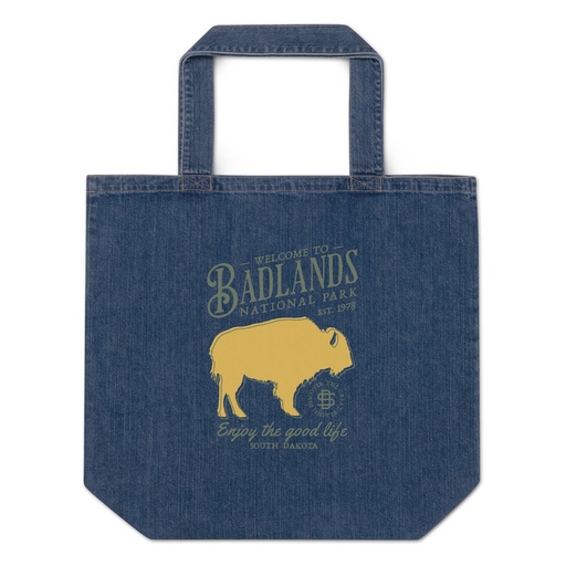 [ID: 528-G131] Badlands National Park - Bison Organic Denim Tote Bag