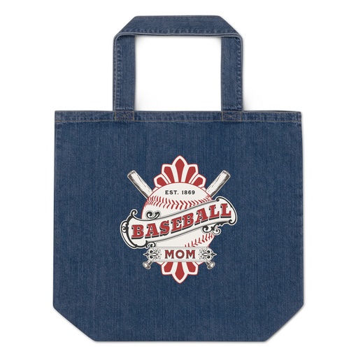 [ID: 528-G144] Baseball Mom Organic Denim Tote Bag