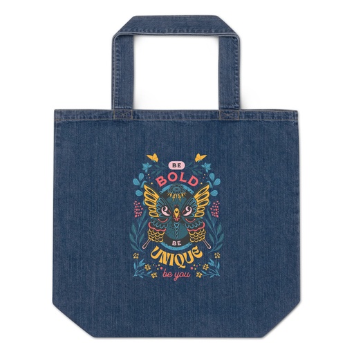 [ID: 528-G154] Be Bold Be Unique Organic Denim Tote Bag