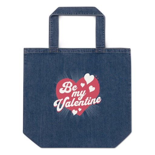 [ID: 528-G158] Be my Valentine - Love Heart Organic Denim Tote Bag