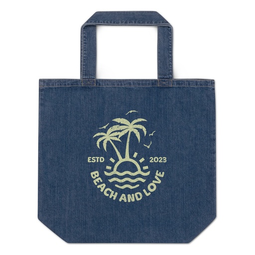 [ID: 528-G161] Beach and Love Organic Denim Tote Bag