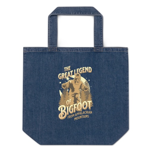 [ID: 528-G206] Bigfoot Legend  - Appalachian Forest Organic Denim Tote Bag