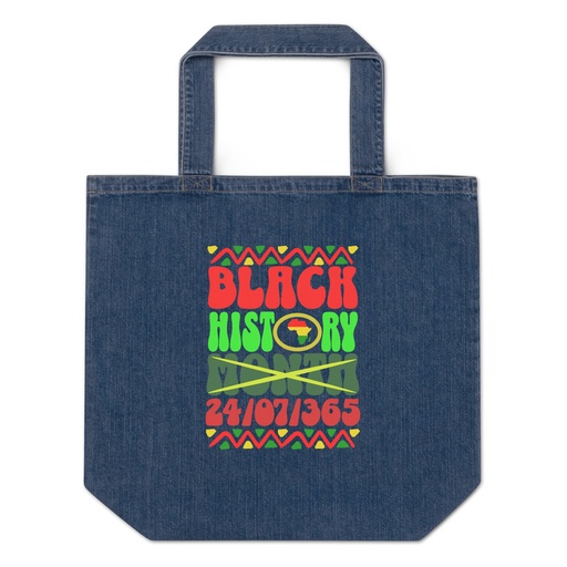 [ID: 528-G223] Black History Month Organic Denim Tote Bag