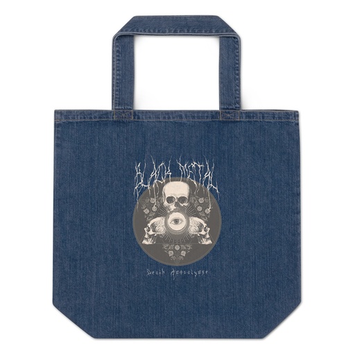 [ID: 528-G228] Black Metal - Hardcore skull theme design Organic Denim Tote Bag